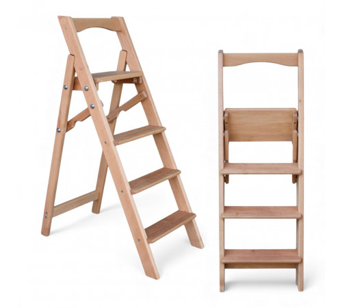 Драбина дерев'яна складана на 4 сходинки для дому, фотостудії Сходи трансформер побутові розкладні