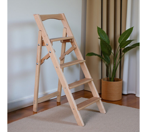 Драбина дерев'яна складана на 4 сходинки для дому, фотостудії Сходи трансформер побутові розкладні