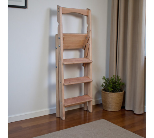 Драбина дерев'яна складана на 4 сходинки для дому, фотостудії Сходи трансформер побутові розкладні