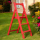 Drewniana składana drabina z 3 stopniami do domu, studia fotograficznego. Składana drabina domowa – Transformer w kolorze czerwonym.