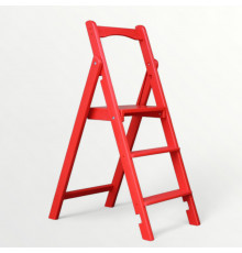 Драбина дерев'яна складана на 3 сходинки для дому, фотостудія Драбина-трансформер побутова розкладна Червоний