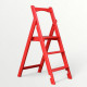 Drewniana składana drabina z 3 stopniami do domu, studia fotograficznego. Składana drabina domowa – Transformer w kolorze czerwonym.