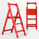 Drewniana składana drabina z 3 stopniami do domu, studia fotograficznego. Składana drabina domowa – Transformer w kolorze czerwonym.