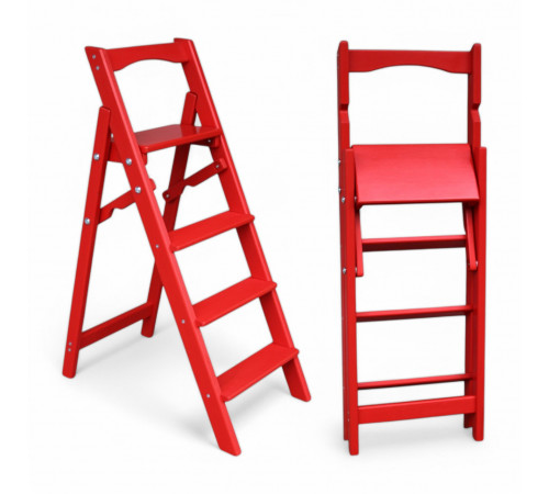 Drewniana składana drabina z 4 stopniami do domu, studia fotograficznego. Domowa składana drabina transformatorowa.