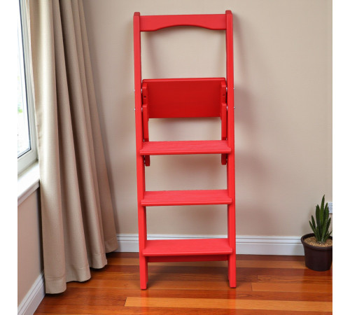 Drewniana składana drabina z 4 stopniami do domu, studia fotograficznego. Domowa składana drabina transformatorowa.