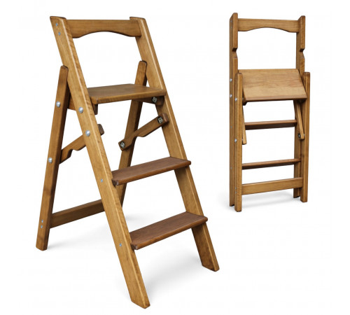 Drewniana drabina domowa z 3 stopniami do domu i studia fotograficznego. Drabinka transformatorowa, lekka, składana, składana.