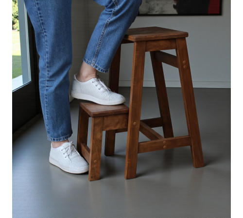 Стілець - драбина дерев'яна побутова на 2 сходинки для дому, кухні, фотостудії Сходи трансформер побутові розкладні