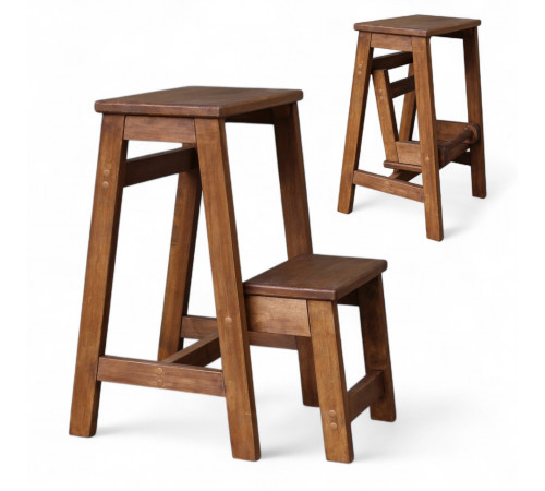 Стілець - драбина дерев'яна побутова на 2 сходинки для дому, кухні, фотостудії Сходи трансформер побутові розкладні