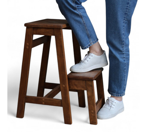 Стілець - драбина дерев'яна побутова на 2 сходинки для дому, кухні, фотостудії Сходи трансформер побутові розкладні