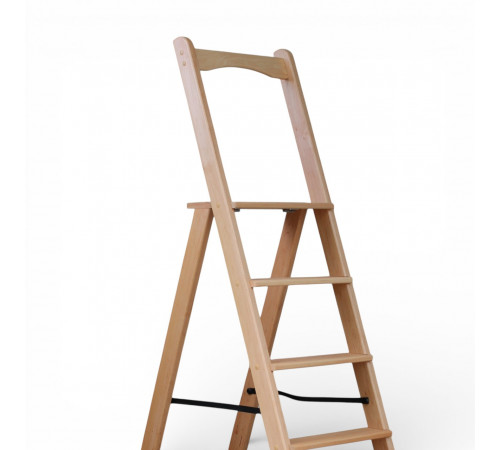 Дерев’яна розкладна драбина з поручнем Побутова висока стрем’янка для дому Бежевий