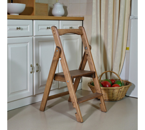 Дерев'яна стрем'янка на 2 сходинки Побутова складна стрем'янка для дому, кухні, фотостудії Сходи трансформер розкладні Полісандр