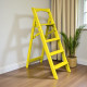 Drewniana składana drabina z 5 stopniami do domu, studia fotograficznego. Składana drabina transformatorowa do użytku domowego, żółta.