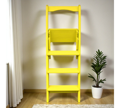 Drewniana składana drabina z 5 stopniami do domu, studia fotograficznego. Składana drabina transformatorowa do użytku domowego, żółta.