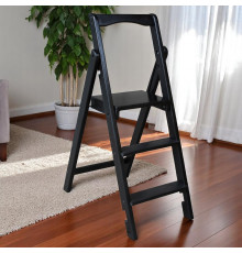 Drewniana składana drabina z 3 stopniami do domu i studia fotograficznego. Składana drabina domowa – Transformer, czarna