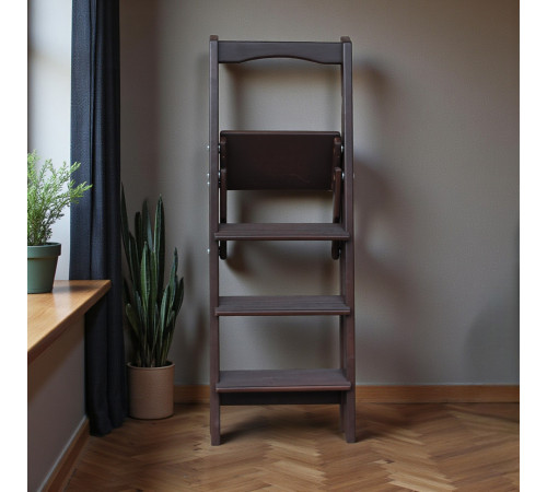 Drewniana składana drabina z 4 stopniami do domu, studia fotograficznego. Domowa składana drabina transformatorowa.