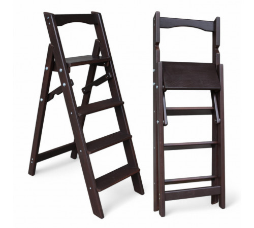 Drewniana składana drabina z 4 stopniami do domu, studia fotograficznego. Domowa składana drabina transformatorowa.