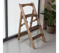 Лестница деревянная бытовая на 3 ступени для дома, фотостудии Лестница трансформер легкие складные раскладные Полисандр