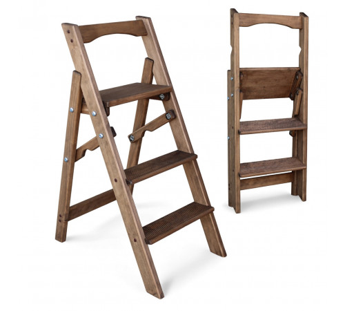 Drewniana drabina domowa z 3 stopniami do domu, studia fotograficznego. Drabinka Transformer, lekka, składana, Polysander