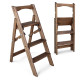Drewniana drabina domowa z 3 stopniami do domu, studia fotograficznego. Drabinka Transformer, lekka, składana, Polysander