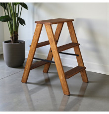 Дерев’яна драбина на 3 сходинки Побутова складана стрем'янка для дому, кухні, фотостудії побутові розкладні Вестерн