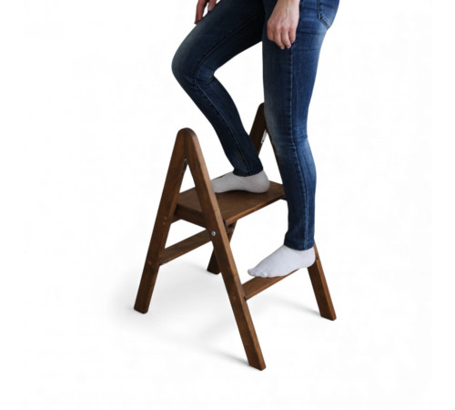 Holzleiter mit 2 Stufen, klappbare Haushaltsleiter für Zuhause, Küche, Fotostudio, faltbare Leiter