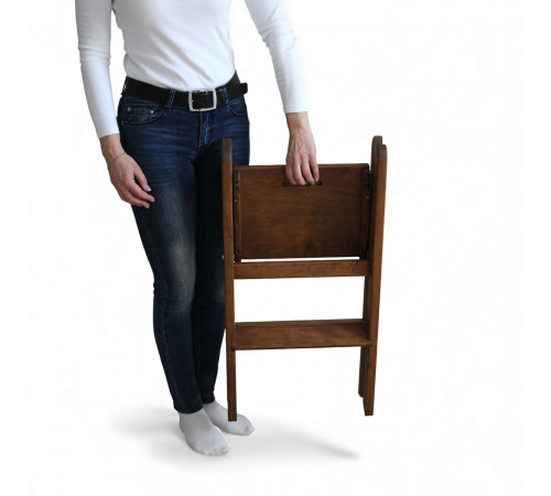 Holzleiter mit 2 Stufen, klappbare Haushaltsleiter für Zuhause, Küche, Fotostudio, faltbare Leiter