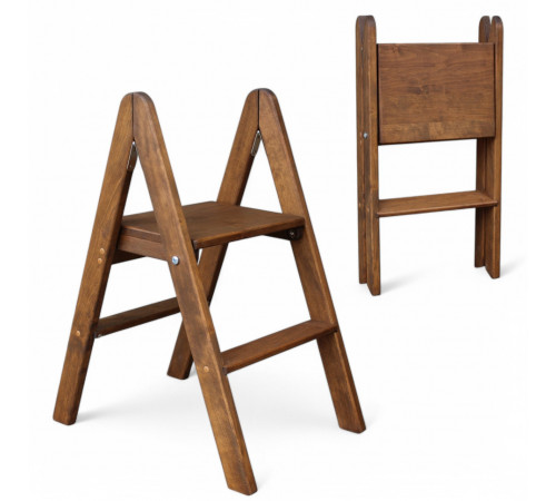 Holzleiter mit 2 Stufen, klappbare Haushaltsleiter für Zuhause, Küche, Fotostudio, faltbare Leiter