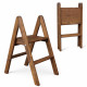 Holzleiter mit 2 Stufen, klappbare Haushaltsleiter für Zuhause, Küche, Fotostudio, faltbare Leiter