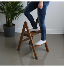 Дерев'яна драбина на 2 сходинки Побутова складна стрем'янка для дому, кухні, фотостудії Сходи трансформер розкладні