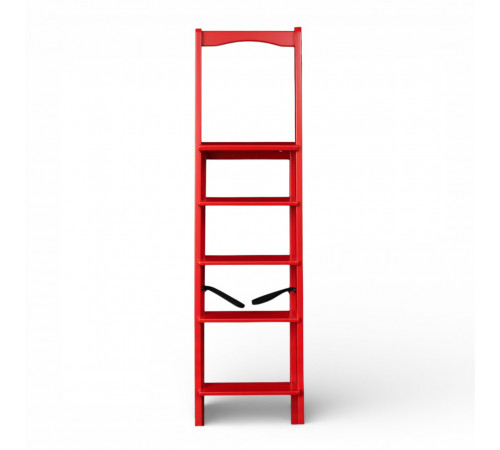 Дерев’яна розкладна драбина з поручнем Побутова висока стрем’янка для дому Червоний