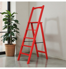 Дерев’яна розкладна драбина з поручнем Побутова висока стрем’янка для дому Червоний