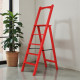 Дерев’яна розкладна драбина з поручнем Побутова висока стрем’янка для дому Червоний
