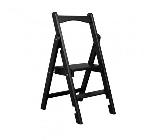 Drewniana drabina składana z 2 stopniami do użytku domowego, kuchni, studia fotograficznego. Składana drabina transformatorowa w kolorze czarnym.