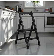 Дерев'яна стрем'янка на 2 сходинки Побутова складна стрем'янка для дому, кухні, фотостудії Сходи трансформер розкладні Чорний