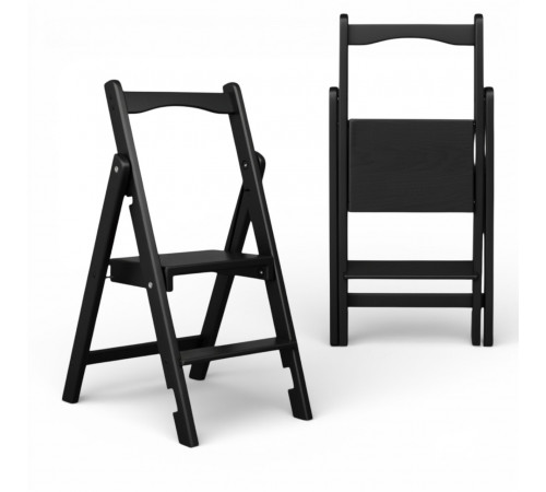 Drewniana drabina składana z 2 stopniami do użytku domowego, kuchni, studia fotograficznego. Składana drabina transformatorowa w kolorze czarnym.