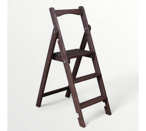 Драбина дерев'яна складана на 3 сходинки для дому, фотостудія Драбина-трансформер побутова розкладна Шоколад