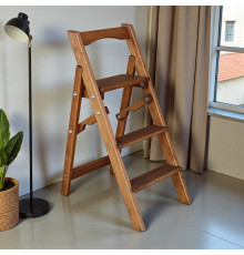 Драбина дерев'яна побутова на 3 сходинки для дому, фотостудії Сходи трансформер легкі складні розкладні Горіх темний