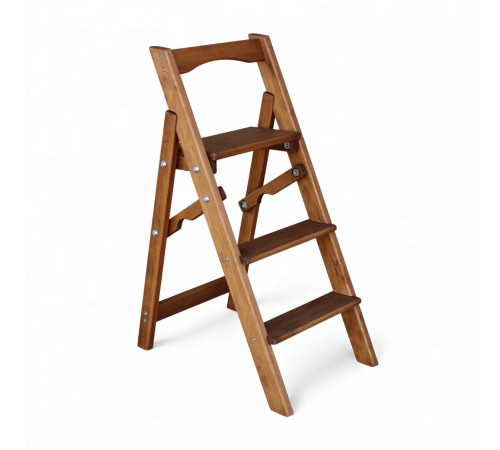 Драбина дерев'яна побутова на 3 сходинки для дому, фотостудії Сходи трансформер легкі складні розкладні Горіх темний