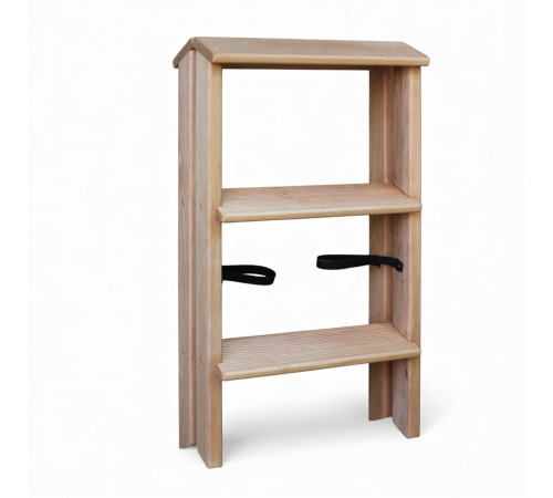 Дерев’яна драбина на 3 сходинки Побутова складана стрем'янка для дому, кухні, фотостудії побутові розкладні Вестерн Светлое дерево