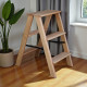 Дерев’яна драбина на 3 сходинки Побутова складана стрем'янка для дому, кухні, фотостудії побутові розкладні Вестерн Светлое дерево
