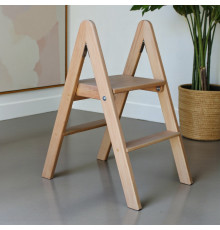 Дерев'яна драбина на 2 щаблі Побутова складана драбина для дому, кухні, фотостудії Драбина трансформер розкладне Світле дерево