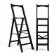 Drewniana składana drabina z poręczą, wysoka, domowa, czarna