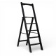 Drewniana składana drabina z poręczą, wysoka, domowa, czarna