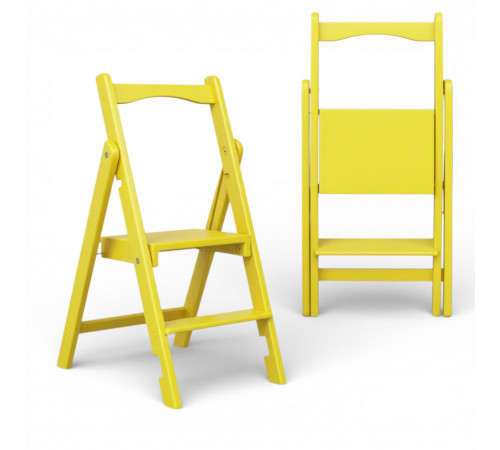 Дерев'яна стрем'янка на 2 сходинки Побутова складна стрем'янка для дому, кухні, фотостудії Сходи трансформер розкладні Жовтий