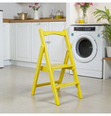 Дерев'яна стрем'янка на 2 сходинки Побутова складна стрем'янка для дому, кухні, фотостудії Сходи трансформер розкладні Жовтий