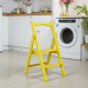 Дерев'яна стрем'янка на 2 сходинки Побутова складна стрем'янка для дому, кухні, фотостудії Сходи трансформер розкладні Жовтий