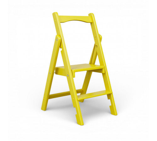 Дерев'яна стрем'янка на 2 сходинки Побутова складна стрем'янка для дому, кухні, фотостудії Сходи трансформер розкладні Жовтий