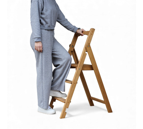 Драбина дерев'яна складана на 3 сходинки для дому, фотостудії Сходи трансформер побутові розкладні