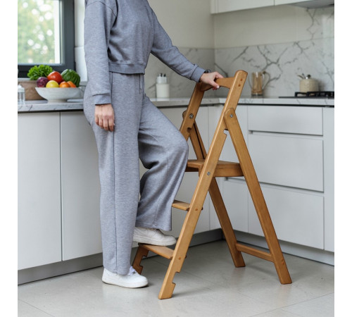 Драбина дерев'яна складана на 3 сходинки для дому, фотостудії Сходи трансформер побутові розкладні
