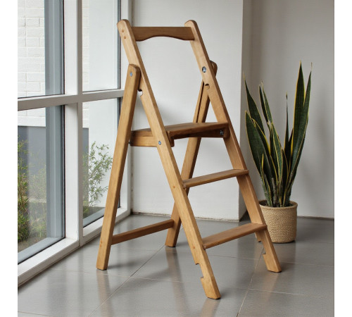 Драбина дерев'яна складана на 3 сходинки для дому, фотостудії Сходи трансформер побутові розкладні